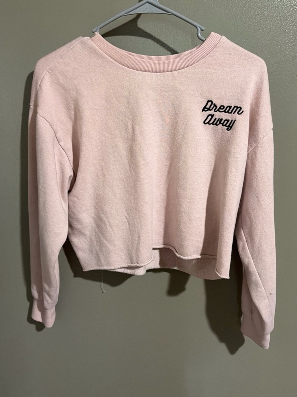 Forever 21 Light Pink "Dream Away" Cropped Crewneck Sweatshirt